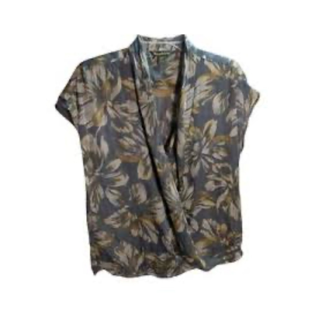 Tommy Bahama dusk blooming Floral twist Top - Gray and Gold size xl/16 nwt - Picture 8 of 8